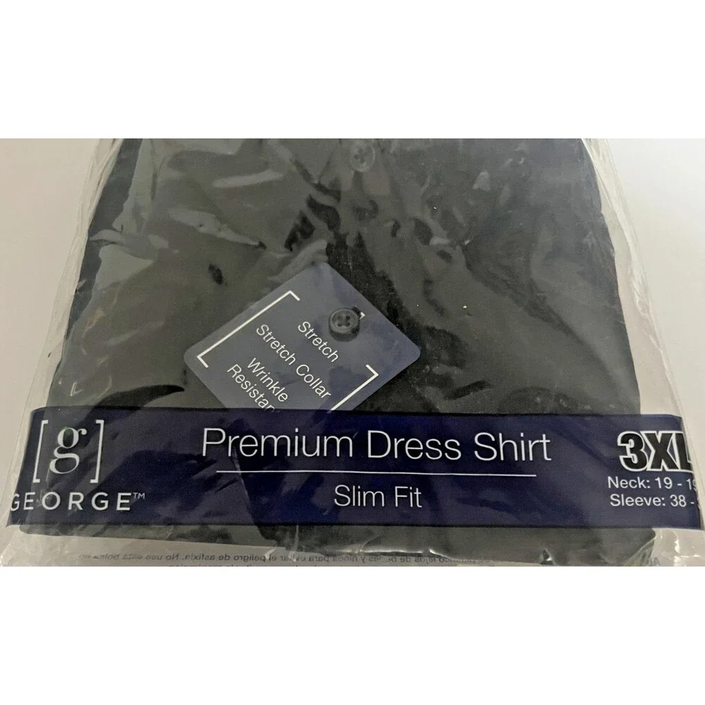 George Men's Slim Fit Stretch Collar Long Sleeve Dress Shirt Size 3XL - NWT